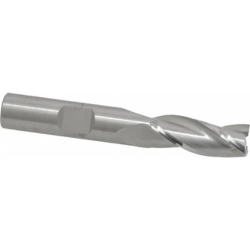 RobbJack 3/8, 7/8 LOC, 3/8 Shank Diam, 2-1/2 OAL, 3 Flute, Solid Carbide Square End Mill Single End, Uncoated, Spiral...